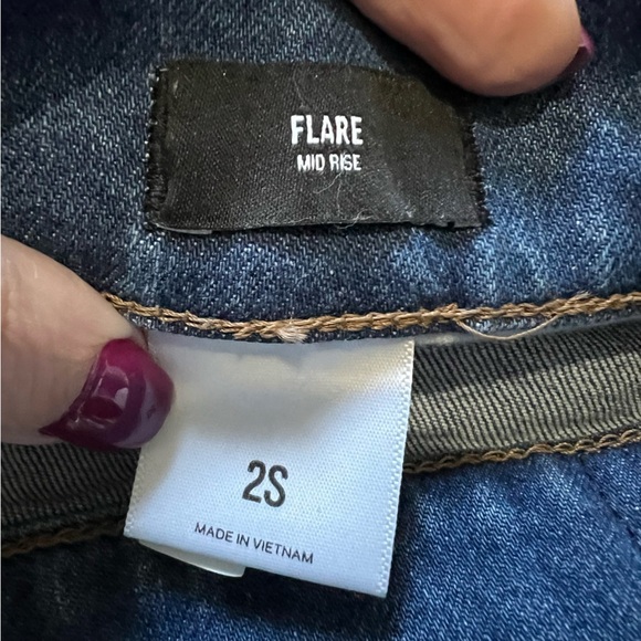 Express Distressed Blue Mid rise Flare Jeans - Picture 8 of 11